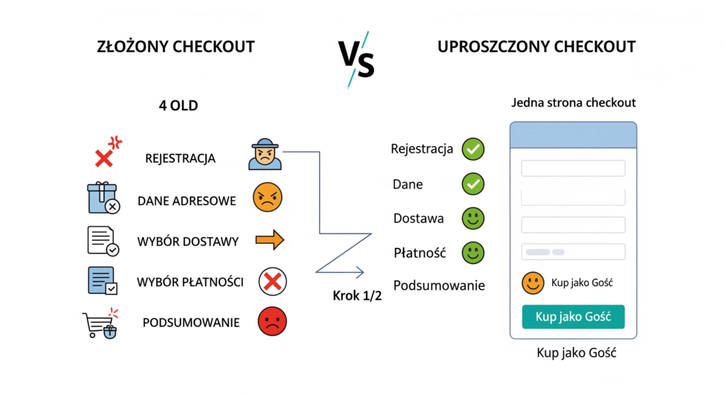 infografika - uproszczenie procesu checkoutu